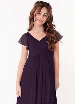 Azazie Omari Junior Klänning av A-Line i Chiffong Ruched image4