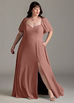 Azazie Chloe Bridesmaid Dresses Cedar Rose A-Line Sweetheart Neckline Chiffon Dress image9