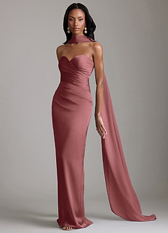 Azazie Sonora Brudtärnklänningar Klä av Tubklänning i Stretch Satin Axelbandslös Ametist image10