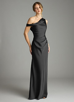 Azazie Emerson 신부 들러리 드레스 인어 오프 더 숄더 스트레치 새틴 바닥 길이 드레스 image5