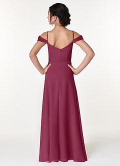 Azazie Alivia Junior Mulberry A-Line Off the Shoulder Chiffon Dress image2