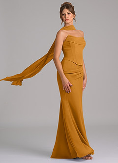 Azazie Sorrel Bridesmaid Dresses Butterscotch Mermaid Corset Chiffon Dress image3
