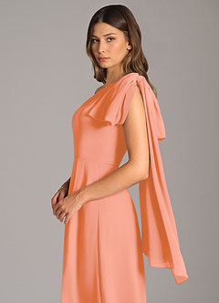 Azazie Tella Vestidos de damas de honor Vestido de Atardecer de Gasa de Corte en A con Hombro unilateral image8