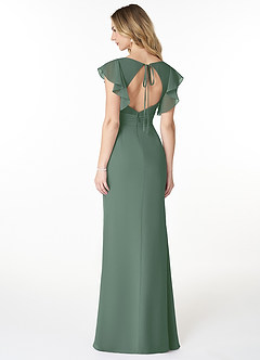 Azazie Val Bridesmaid Dresses Eucalyptus Mermaid V-Neck Keyhole Chiffon Dress image2