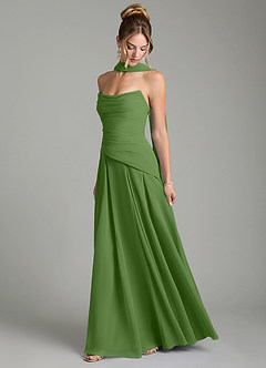 Azazie Gabriela Bridesmaid Dresses Basil A-Line Corset Chiffon Dress image4