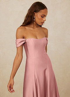 Christian Siriano Bridal for Azazie 1002 Bridesmaid Dresses Rosette A-Line Off the Shoulder Stretch Satin Convertible Dress image4