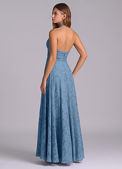 Azazie Tessie Robes de demoiselle d'honneur Robe Trapèze en Blumen-Burnout Plissée Acier Bleuté image6