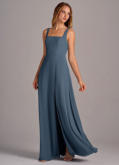 Azazie Debra Bridesmaid Dresses Neptune A-Line with Pockets Chiffon Convertible Dress image2