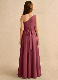 Azazie Puddles Girls Formal Robe Demoiselle D'honneur Fillette Robe Trapèze en Mousseline de soie Une épaule Merlot image2