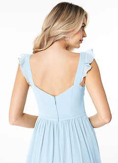 Azazie Stassie Brautjungfernkleider A-Linie Herzchen Gerüscht Chiffon Kleid Himmelblau image6