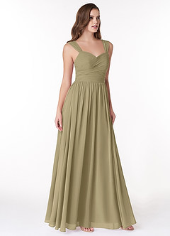 Azazie Zapheira Bridesmaid Dresses Moss Green A-Line Ruched Chiffon Dress image4