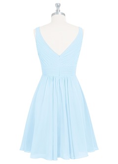 Azazie Grace Bridesmaid Dresses Sky Blue A-Line Pleated Chiffon Dress image8