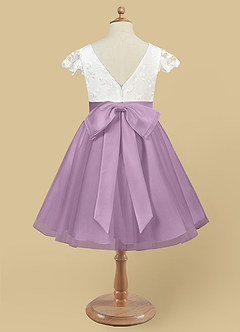 Azazie Vetty Flower Girl Dresses Ivory Wisteria A-Line Lace Tulle Dress image10