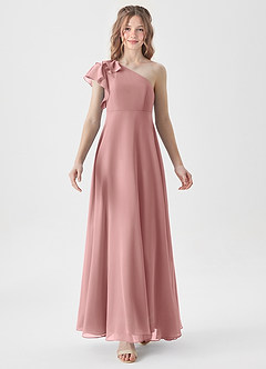 Azazie Arabella Junior Dusty Rose A-Line Ruched Chiffon Dress image5