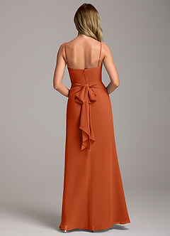 Azazie Tahlia Abiti da Damigella Abito A-Line in Chiffon Con Cintura Arancia Bruciata image6