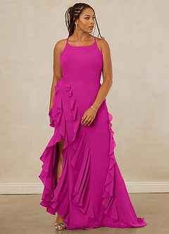 Christian Siriano Bridal for Azazie 1006 Brautjungfernkleider Meerjungfrau-Linie Gestreift Chiffon Kleid Fuchsia image10