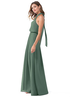 Azazie Landry Bridesmaid Dresses Eucalyptus A-Line Pleated Mesh Dress image3