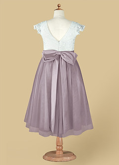 Azazie Vetty Flower Girl Dresses Ivory Dusk A-Line Lace Tulle Dress image13