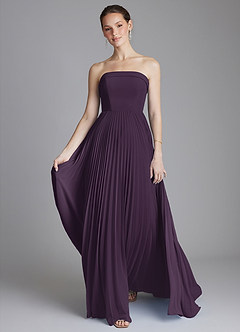 Azazie Mariana Bridesmaid Dresses Plum A-Line Strapless Chiffon Dress image5