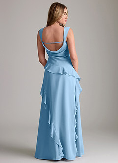 Azazie Sloane Bridesmaid Dresses Steel Blue A-Line Sweetheart Neckline Chiffon Dress image2