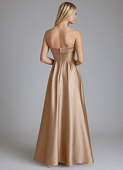 Azazie Lucienne Vestidos de damas de honor Vestido de Gris Pardo de Satén Elástico de Corte en A Convertible con Sin tirantes image2