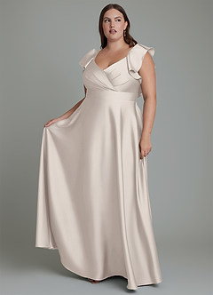 Azazie Leilani Bridesmaid Dresses White Alabaster A-Line Ruched Stretch Satin Dress image10