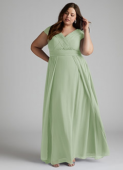 Azazie Organa Bridesmaid Dresses Dusty Sage A-Line Pleated Chiffon Dress image8