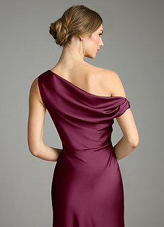 Azazie Emerson Bridesmaid Dresses Mulberry Mermaid Off the Shoulder Stretch Satin Dress image7