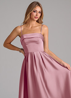 Azazie Lucienne Robes de demoiselle d'honneur Robe Trapèze Convertible en Satin extensible Sans bretelles Mauve Vintage image2