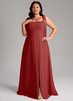 Azazie Debra Bridesmaid Dresses Rust A-Line with Pockets Chiffon Convertible Dress image10
