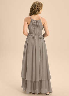 Azazie Elliora Junior Taupe A-Line Pleated Chiffon Dress image2