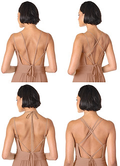 Azazie Farren Bridesmaid Dresses Champagne Rose A-Line Pleated Chiffon Convertible Dress image9