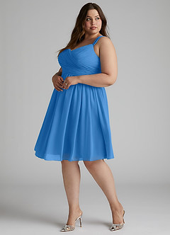 Azazie Angie Bridesmaid Dresses Blue Jay A-Line Corset Chiffon Dress image13