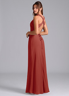 Azazie Evadne Bridesmaid Dresses Terracotta A-Line Pleated Chiffon Dress image2