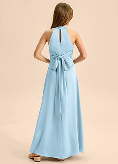 Azazie Beah Junior Robe Trapèze en Satin extensible Plissée Bleu Ciel image1