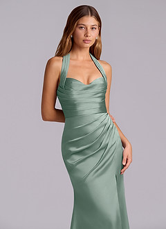 Azazie Destiny At-home Try On Dresses Sangria Mermaid Sweetheart Neckline Stretch Satin Dress image5