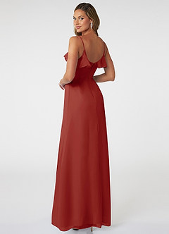 Azazie Natalia Final Sale Terracotta A-Line Chiffon Dress image4