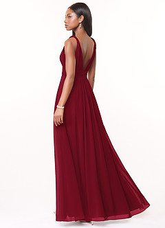 Azazie Maren Brautjungfernkleider A-Linie Plissee Chiffon Kleid Burgunderrot image4