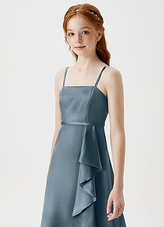 Azazie Kaylee Junior Twilight A-Line with Belt Metallic Satin Dress image6