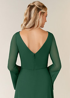 Azazie Teraso Mother of the Bride Dresses Dark Green A-Line Pleated Mesh Dress image6