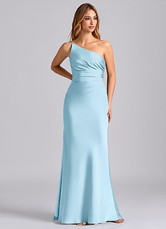 Azazie Marseli Bridesmaid Dresses Sky Blue Mermaid One Shoulder Stretch Satin Dress image1