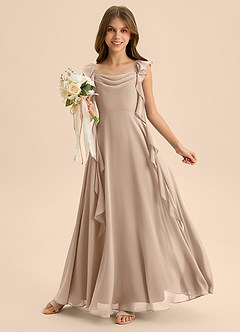 Azazie Carmin Junior Klä av A-Line i Chiffong Rynkad image5