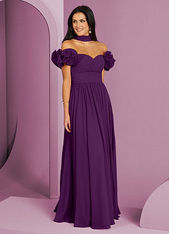 Barbie ♥ Azazie Jurken voor bruidsmeisjes Converteerbaar Jurk van Chiffon met A-Lijn Off the Shoulder Druif image3
