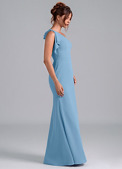 Azazie Rinna Bridesmaid Dresses Steel Blue Mermaid One Shoulder Chiffon Dress image5