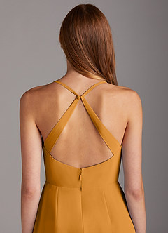Azazie Manila Bridesmaid Dresses Butterscotch Sheath V-Neck Chiffon Dress image5