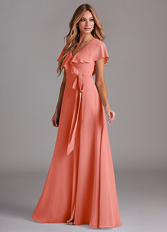 Azazie Lainey Abiti da Damigella Abito A-Line in Chiffon Con Tasche Salmone Rosa image5