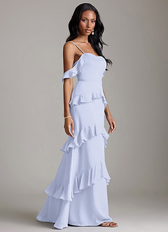 Azazie Chayla Suknie dla druhen Osłona Zza ramienia Szyfon Do ziemi Sukienka image6