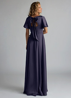 Azazie Kimber Bridesmaid Dresses Stormy A-Line Ruched Stretch Satin Dress image2