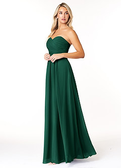 Azazie Yazmin Bridesmaid Dresses Emerald A-Line Sweetheart Neckline Chiffon Convertible Dress image3