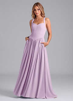 Azazie Francis Bridesmaid Dresses Frosted Lilac A-Line Corset Chiffon Dress image1